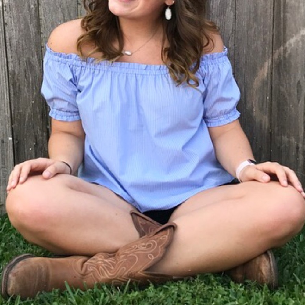 Blue off the shoulder top